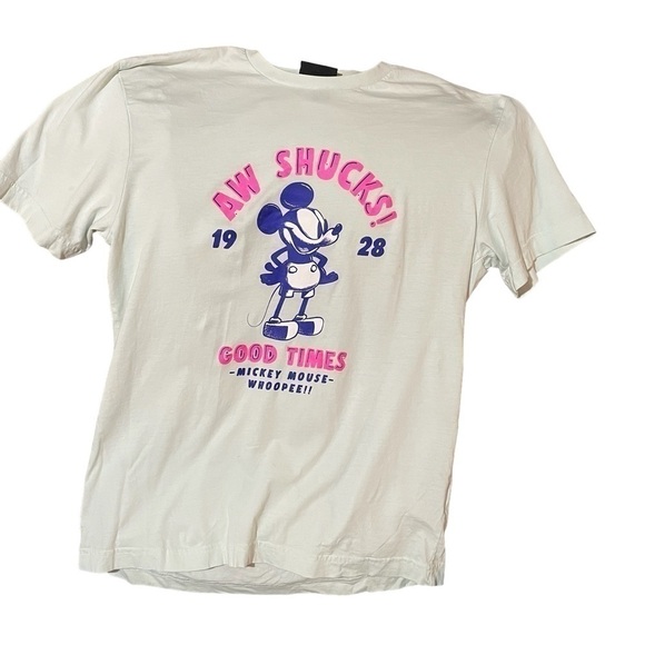 Disney H&M Mickey Mouse Mint Green Regular Fit Crew Neck Pullover TShirt Size M - Picture 3 of 11